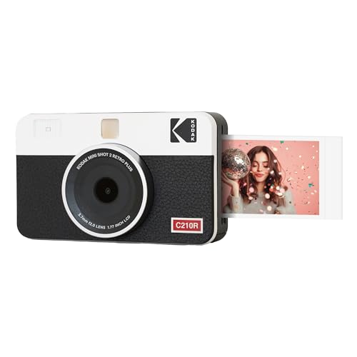 KODAK Mini Shot 2 Retro 4PASS 2-in-1 Fotocamera Istantanea & Stampante Fotografica (5.3x8.6cm) + 8 Fogli, Bianco
