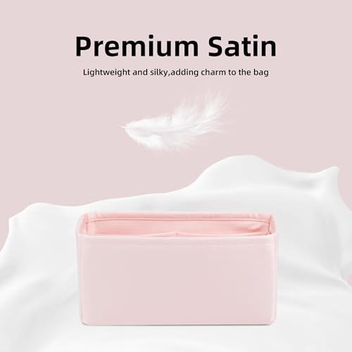 Image of DGAZ Silk Purse Organizer Insert For Chanel Kelly bags,Silky Smooth Bag Organizer,Luxury Handbag & Tote Shaper(Pink,Large)
