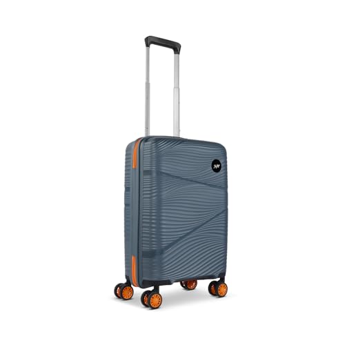 Image of Skybags Swirl Cabin Trolley Bag 56cm | Small Hard Luggage | 8 Wheels Suitcase for Travel | 3-Digit Combination Lock with Anti-Theft Zipper | Polypropylene | 3 Years Warranty - Unisex (Blue)