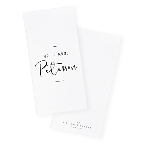 The Cotton & Canvas Co. Personalized Mr. & Mrs. and Last Name Soft and Absorbent Kitchen Tea Towel, Flour Sack Towel and Dish Cloth