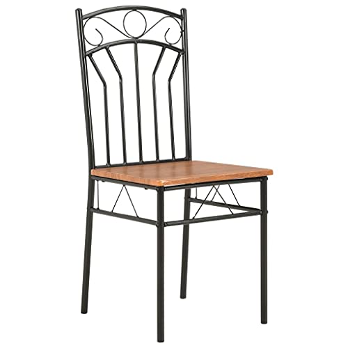 Vorpalize Juego de 6 sillas de comedor marrón MDF 15 mm asiento marco de acero 40 x 48 x 86 cm diseño ergonómico moderno para comedor cocina duradera y fácil de limpiar