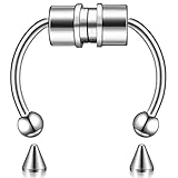 aros para la nariz falsos Cómodo de usar: el aro magnético para la nariz no necesita un diseño de orificio para la nariz, con la fuerza magnética adecuada, se ajusta con fuerza y comodidad, no es fácil de caer, ya no hay miedo de perforar la nariz