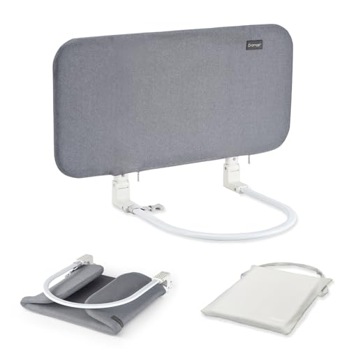 Image of Gromast Toddler Bed Rails, Foldable Bed Rail for Toddlers, Travel Baby Bed Guard Rail with Reinforced Anchors for Cribs, Twin, Double, Full, Queen and King Size Beds - Grey (32 Inch)