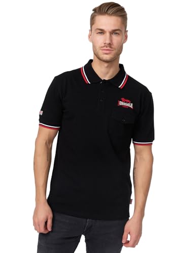 Lonsdale London Lynton Homme Polo Noir L 100% Coton Slim Fit