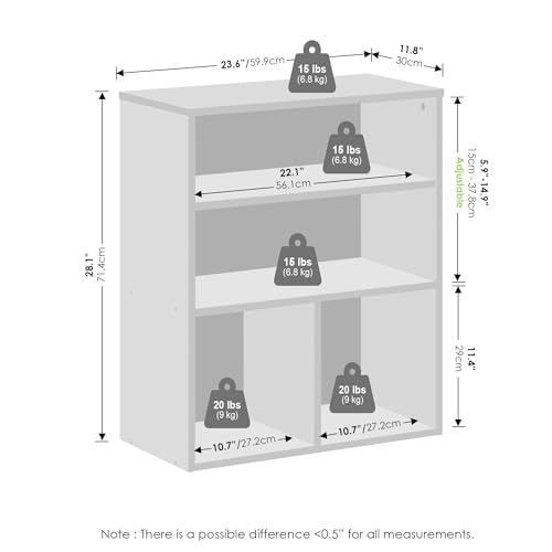 Image of Furinno Reed Closet Organizers and Storage, 3-Tier Closet Organizer, Open Shelf Closet Storage, for Wardrobe, Bedroom, Living Room, White