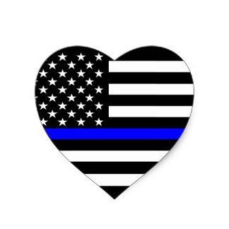 Heart Thin Blue Line - Blue Lives Matter - American Flag Decal Sticker 4
