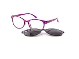 Michael Pachleitner Group Premium Female Clip-Lesehilfe mit Sonnenschutzclip und Federscharnier inklusive Etui, violett / +2 Dioptrien