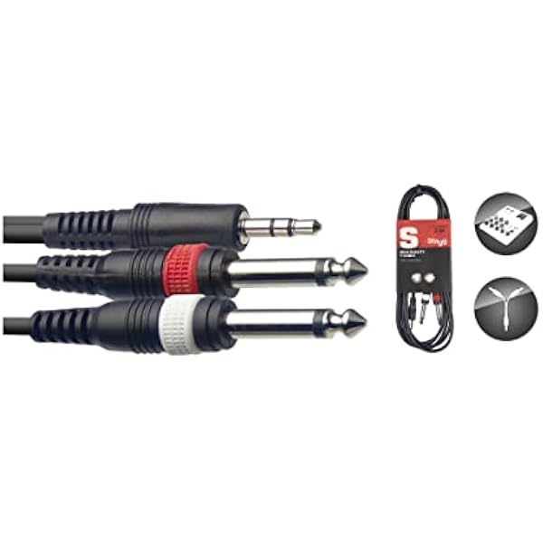 Stagg SYC3/MPS2P E 3 m Stereo Mini Jack/2x Jack Stereo Y Kabel rozdzielający