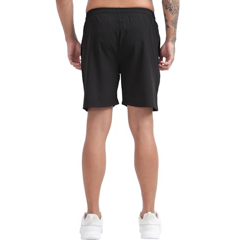 Image of BLUE STAR SHARK Athletic Sports Shorts for Men with Zip Pockets and Elastic Waistband Quick Dry Lightweight Activewear Combo - Pack of 2