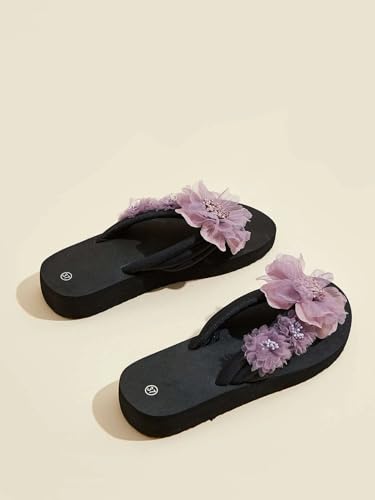 Loizziuy Women's Floral Decor Flip Flops Sandals for Vacation Flat Bottom Casual Slippers for Womens Girls2