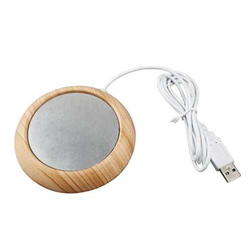 AUTSUPPL Mug Warmer Warming Mug for Coffee Cup 75mm Nonstick Plate Office Home Beverage Warmer (Light Wood Grain)