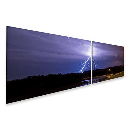 Tableau sur toile éclair et orage sur route de forêt - Décoration murale islandburner