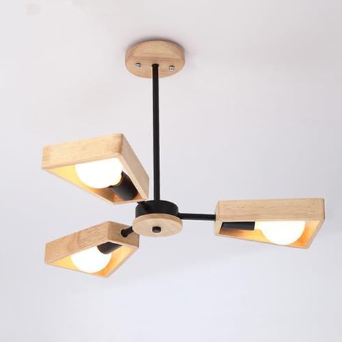 Lámpara colgante de comedor de madera sobre mesa alargada ideal para cenas acogedoras 2
