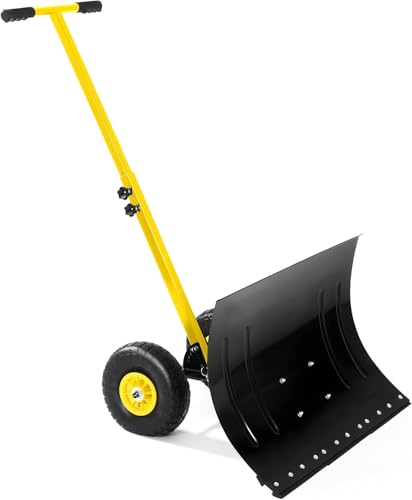 Snow Shovel for Driveway Wheels, 29.1" W x 16.5" H, Heavy