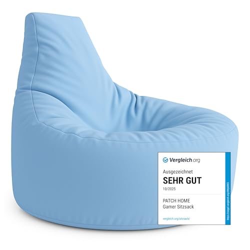 PATCH HOME Gamer Kissen & Lounge Sitzsack – befüllbar mit...