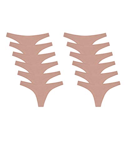Channo-Tangas-de-Algodon-Lisos-Suaves-con-Acabado-Fino-Que-No-Marca-Pack-de-12-Vison-SM