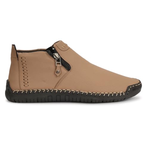 Image of Kraasa Men's Stylish Trendy Sneakers | High Tops Synthetic Side Zipper Casual Shoes | Ultra Soft Cushioned Insole | Airmix Sole Footwear