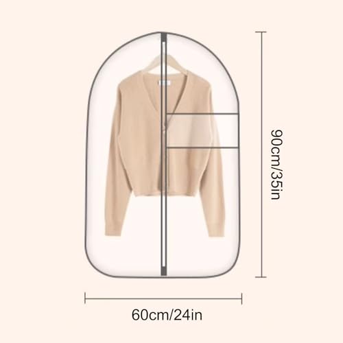 3 Packs Suit Bags for Closet Storage, Waterproof Suit Cover with Zipper for Coats, Jackets, Shirts Folding Garment Bag(60x90cm/24x35in)2