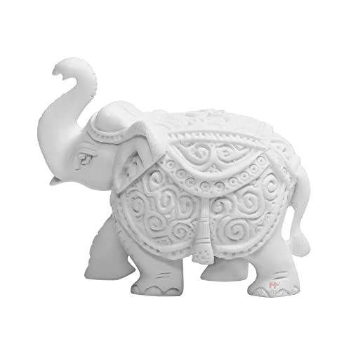 Image of Handicrafts Paradise Resin Trunk Up Elephant Marble Finish Showpiece for Home Decor Return Gift - 3 Inch