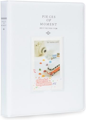 Image of Zenko 128 Pockets Mini Photo Album compatible with Fujifilm Instax Mini 12 Mini 11 Mini 9 Mini 8 Mini 90 Mini 25, Polaroid Snap PIC-300, Kodak Mini 3-Inch Film (White) & Magnetic Photo Frames