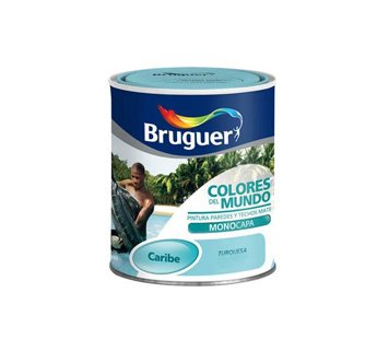 BRUGUER Pintura PLÁSTICA Colores Mundo Caribe Turquesa MATIZ 750 ML