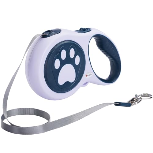 Image of Retractable Dog Leash | 5M Heavy Duty Dog Leash for Small & Medium Size Dogs Upto 20 Kg| Strong Nylon Tape, Anti-Slip Handle, 360 Tangle-Free, One-Click Brake & Pause | (Upto 20 kg Dog, Blue)