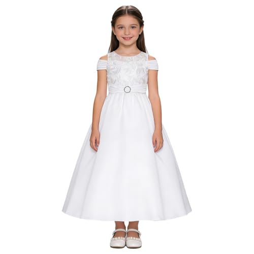 Robe de cérémonie fille en tulle et dentelle brodée pour mariage et grande soirée