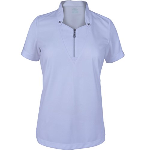 Monterey Club Women's Radiance Solid Zip Collar Top #2442 (White, Large)