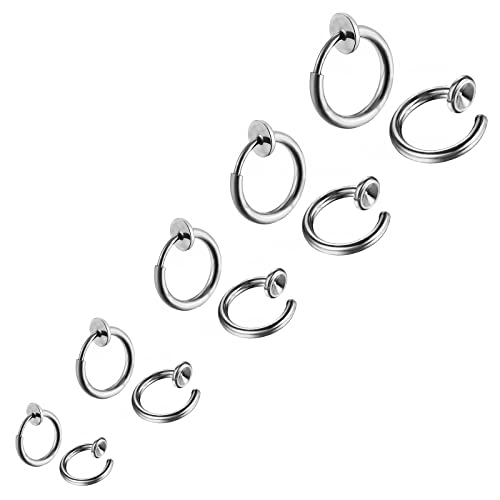 Bo Win 5 Paires Acier Inoxydable Boucles d'oreilles Clips Homme Femme Fille Magnétique Boucle d Oreille Aimant Boucles d'oreilles Non Percées Ear Cuff Anneau...