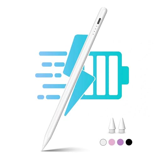 Selouj Stylus Pen for iPad 2018-2025, 2X Fast Charge Pencil, Pixel-Perfect Precision, Palm Rejection Tilt Sensitivity, Active Pen for iPad 6/7/8/9/10,Mini 5/6, Air 3/4/5/M4,Pro 11''/12.9''/13'',Purple