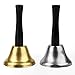 Koogel 2 STK. Silber Gold Tischglocke, Handglocke Eisen Lauter Klang Holzgriff für Schule Rezeption Hotelservice Weihnachtsdekoglocke 12 x 6.5cm