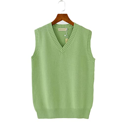 Men Women Knitted Cotton V-Neck Vest JK Uniform Pullover Sleeveless Sweater School Cardigan2