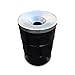 BarrelKings - BinBin Poubelle en Tonneau - 100% Recyclable - Noir - Acier - Aspect Industriel - Couvercle Ignifuge - 200 L