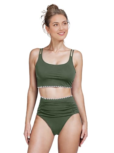 IFFEI Mommy and Me Swimsuits Color Block High Waisted Bikini Sets for Women and Girls Two Piece Bathing Suit Swimwear2