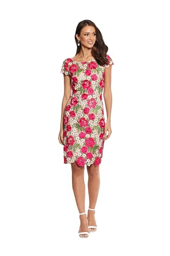 xscape embroidered floral lace sheath dress Amazon.com: Xscape Women's Short Sleeve Floral Lace Embroidered Sheath Midi  Dress, Fushia/Nude, 4 : Clothing, Shoes & Jewelry