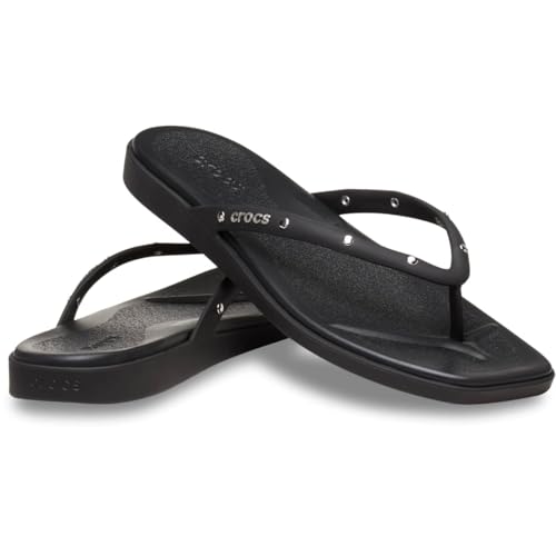 Image of Crocs Women's Miami Flip Flops | Square Toe Flat | 360 Degree Comfort | Croslite Foam Footbed