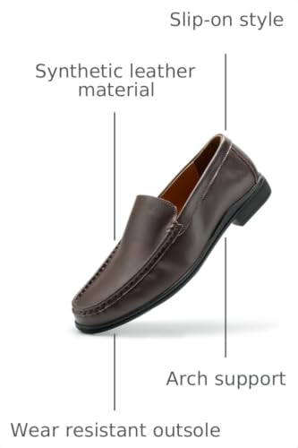 Image of Men's Loafers Casual Leather Slip-On Oxfords Driving Shoes Dress Soft Comfortable & Light-Weight Black