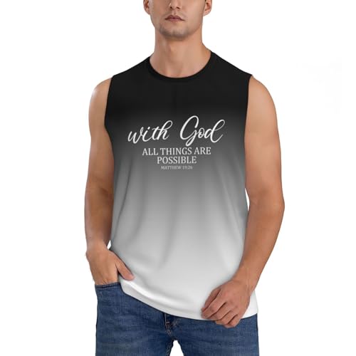 with God All Things are Possible Men's Tank Tops Quick Dry Workout Gym Sleeveless Muscle Shirts Summer Beach Shirt,X-Large Black
