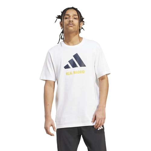 Real Madrid T-Shirt Homme adidas blanc col rond vêtement football sport