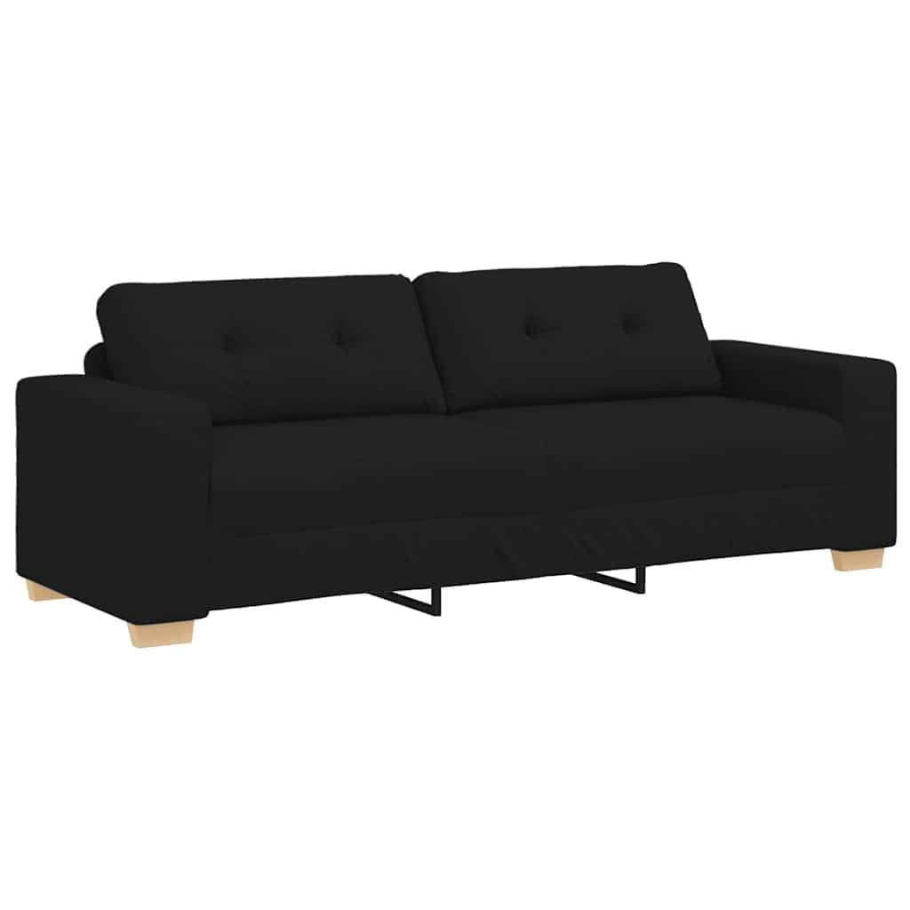 Juego de sofá de 2 + 3 plazas, color negro, estructura de metal de madera, diseño moderno con poliéster suave, resistente y cómodo para salón, oficina, habitación de invitados