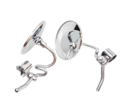 Pure Biking Curly Mirror Full Chrome 2 Pcs Right Left Compatible With Bullet Classic Electra Standard 350/500 With All Universal Bike