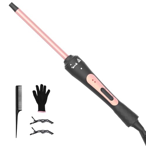 iToncs Lockenstab 9 mm Mini mit Quarz-Keramik-Beschichtung zwei Temperatureinstellungen schnell aufheizender wird mit hitzebeständigen Handschuhen geliefert