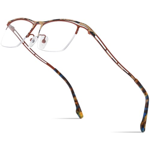 Image of FONEX Colorful Pure Titanium Glasses Frame Men Semi Rimless Square Eyeglasses Eyewear