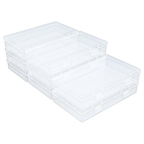 Thintinick Paquete de 8 recipientes rectangulares de plástico transparente con tapa con bisagras para cuentas y otros pequeños artículos de manualidades (6.5 x 3.75 x 1.2 pulgadas) 🔥