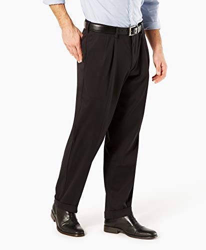 Dockers Men's Relaxed Fit Comfort Khaki Pants-Pleated, Black Metal, 34W x 30L - image 3