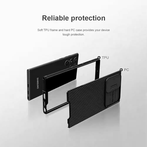 Image of iFAST Premium Back Cover Case Compatible with Galaxy S24 Ultra Soft Shokproof TPU and Hard Polycarbonate (PC) (Slider | Black)