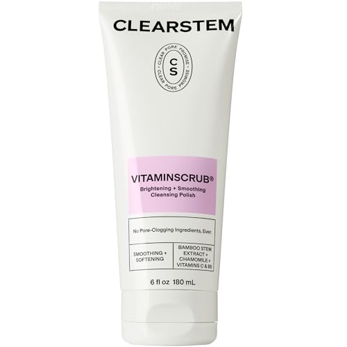 CLEARSTEM - VITAMINSCRUB - Antioxidant-Infused Scrub Cleanser - Exfoliating Face Wash + Body Scrub - Vitamin C, Hemp, Bamboo - Skin Care Products - Gluten Free, Cruelty Free - 6 fl oz / 180ml