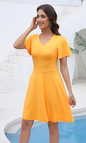 Image of COSSEN Women's Casual Short Sleeve Dress with Pockets