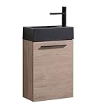 Der Waschbeckenschrank ist bereits montiert.