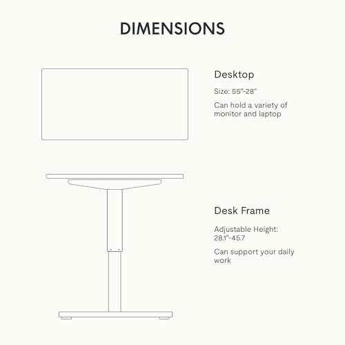 FLEXISPOT EN1 One-Piece Standing Desk 55 x 28 Inches Stand Up Desk Workstation Home Office Computer (White Frame + Gray Wood Top, 2 Packages)